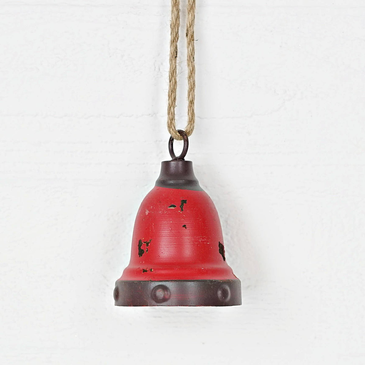 4X5.5in Distressed Jingle Bell Ornament-Red