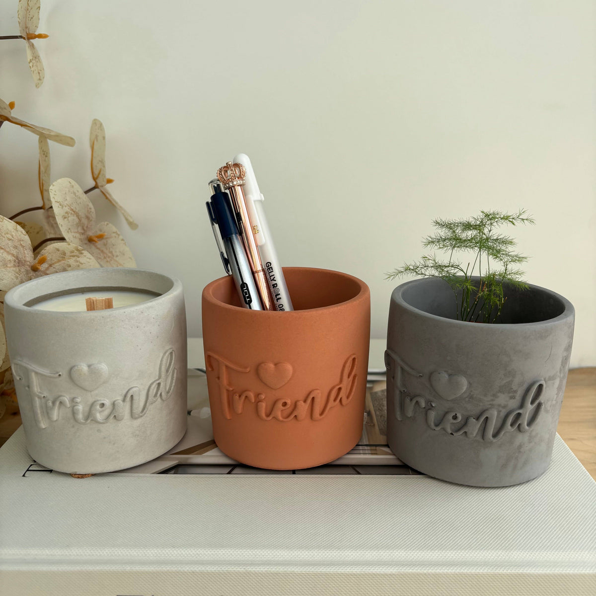 Friend Embossed Vessel/ Pot | Friend Gift