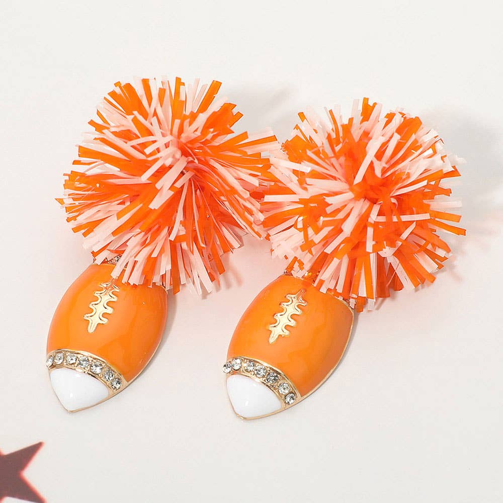 Tinsel Gameday Football Charm Drop Earrings