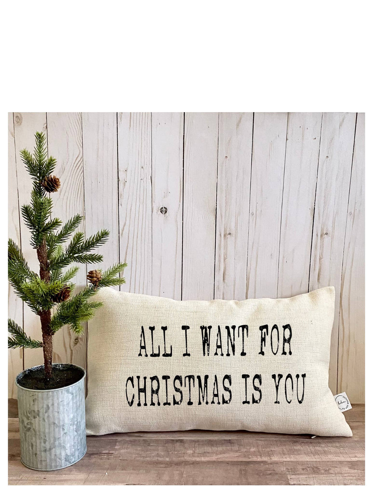 Christmas 'ALL I WANT' Lumbar Pillow  : Pillow Cover with Insert