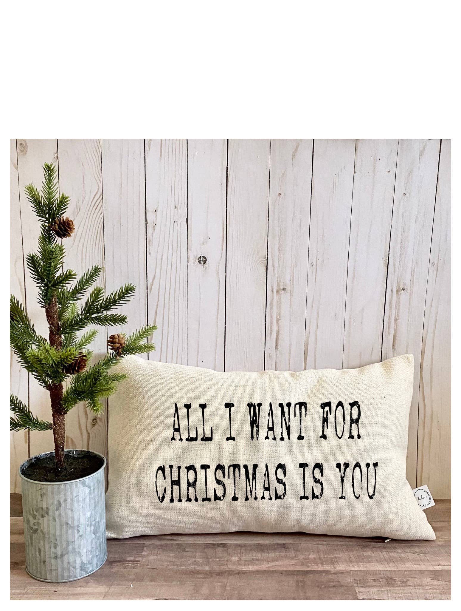 Christmas 'ALL I WANT' Lumbar Pillow  : Pillow Cover with Insert