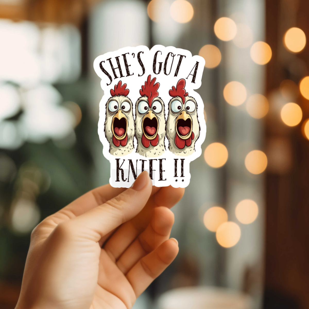Funny She's Got A Knife Vinyl Sticker