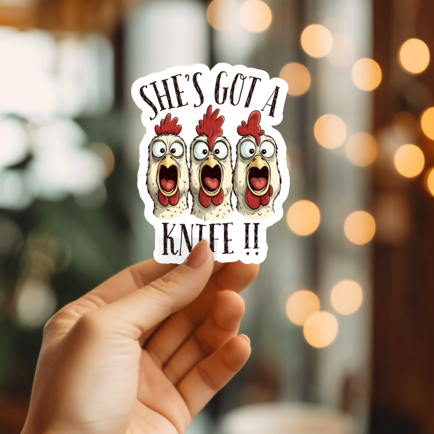 Funny She's Got A Knife Vinyl Sticker