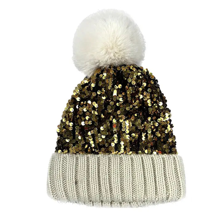 POM POM SEQUIN BEANIE  (REALLY NICE)