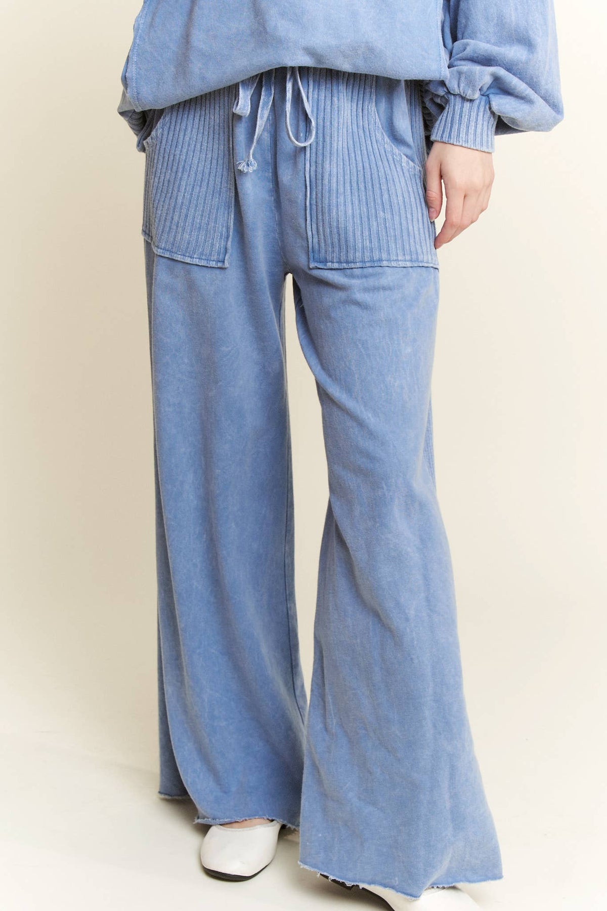 Mineral Wash Side Knit: Denim Blue
