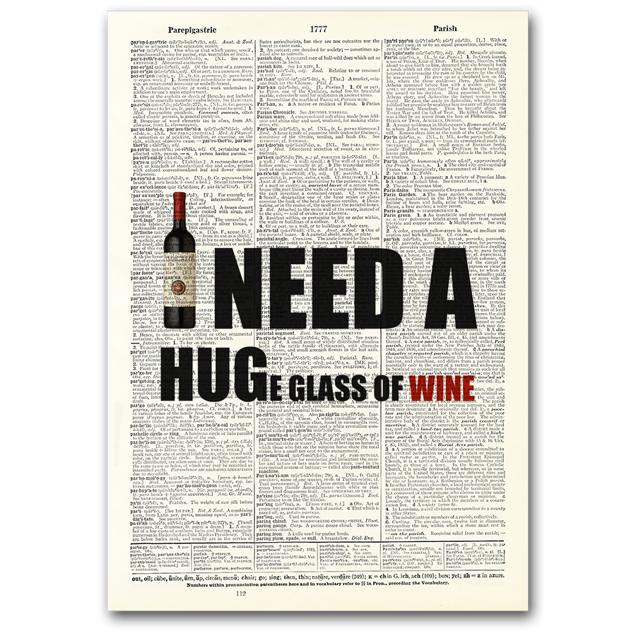 Art Print | Dictionary Page | Vintage | I Need a HUGe