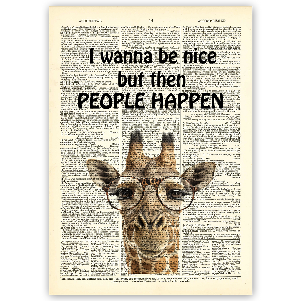Art Print Dictionary Page | I Wanna Be Nice