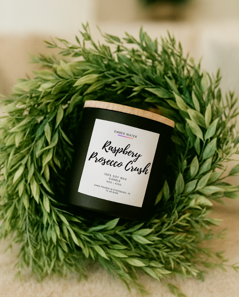 Raspberry Prosecco Crush 16 oz 100% Soy Candle