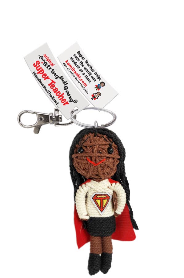 Super Teacher (Girl, Brown String) String Doll Keychain