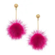 Dylan Faux Mink Pompon Drop Earrings