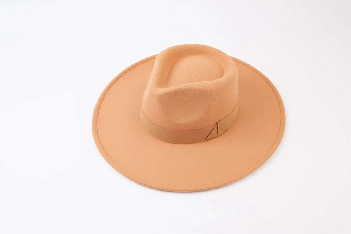 Vegan Felt Rancher hat with triangle bow trim: (3 Color Options)