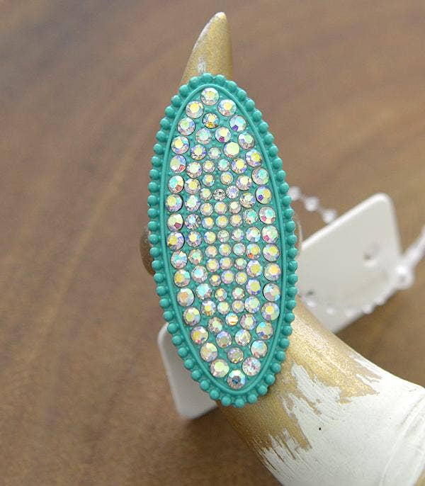Rhinestone Oval Ring
