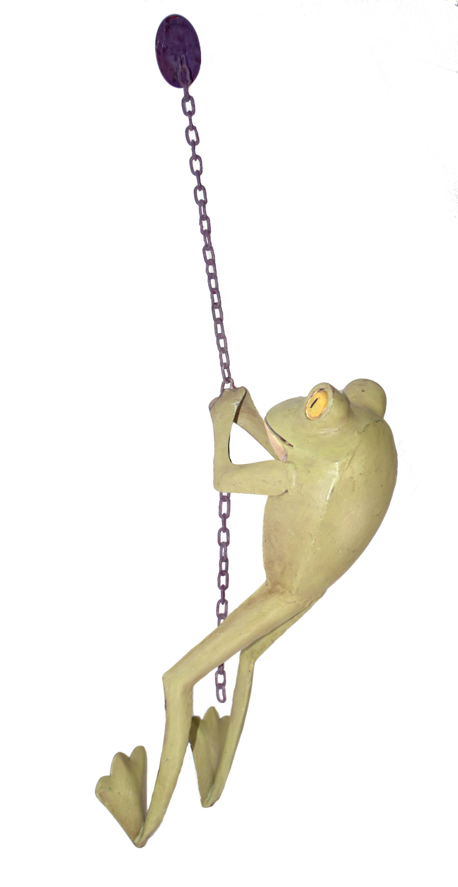Climbing Frog Figurine metal painted 14"