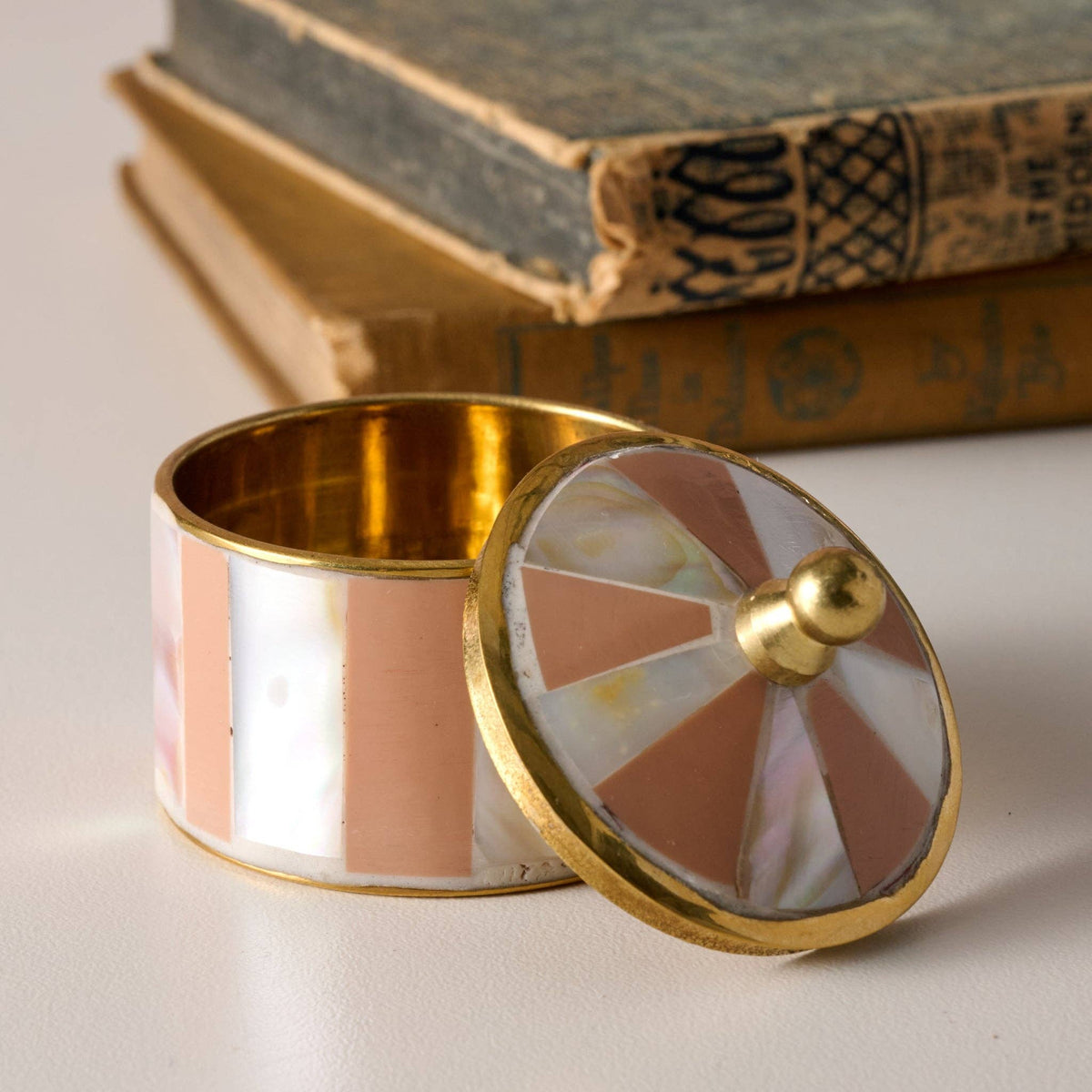 Mother of Pearl Circus Tent Box - Peach