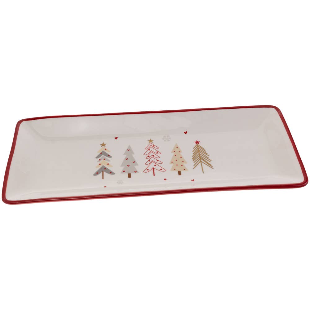 Festive Trees Rectangle Plate Christmas