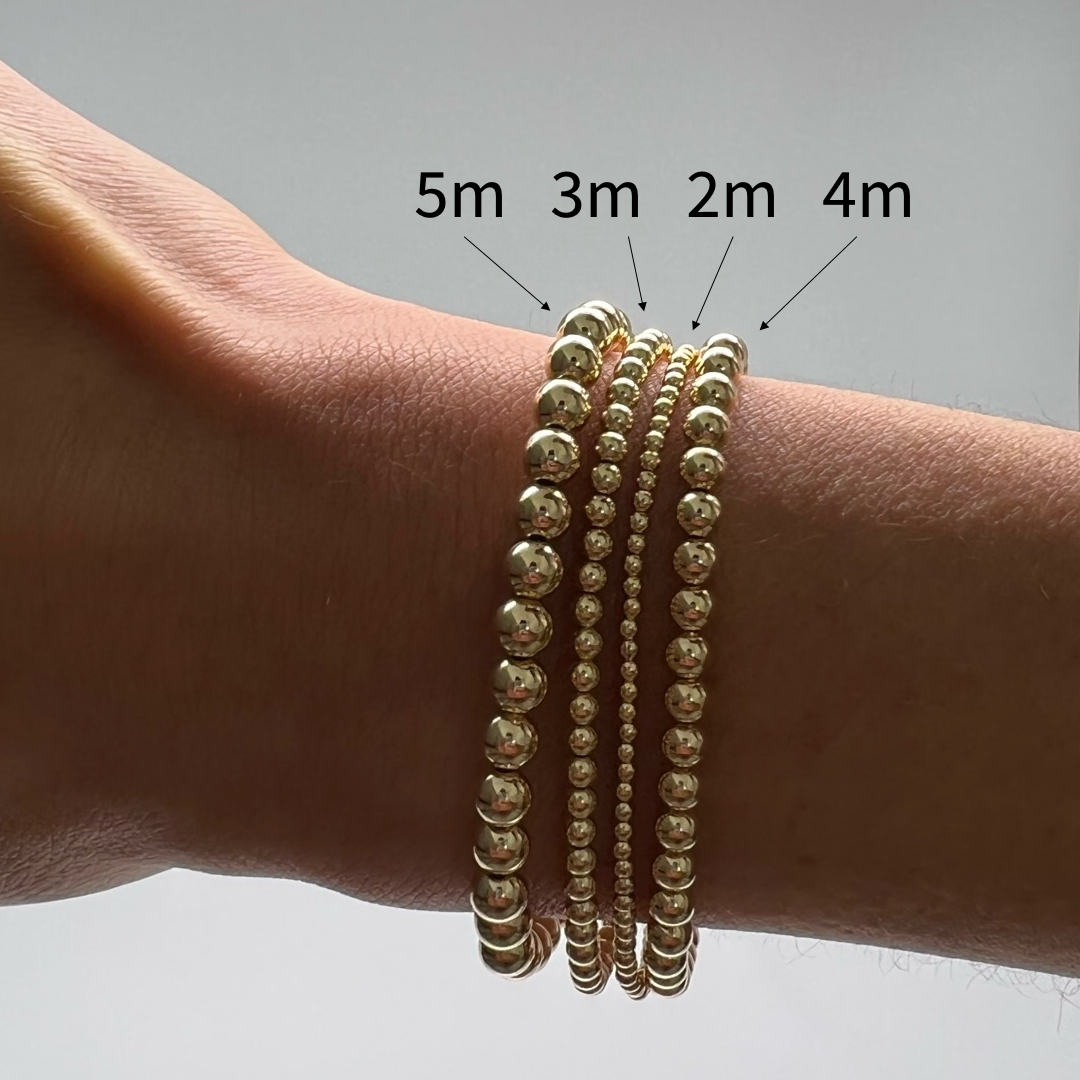 Gold or Silver Ball Bracelet: Gold / Multiple Bead Sizes