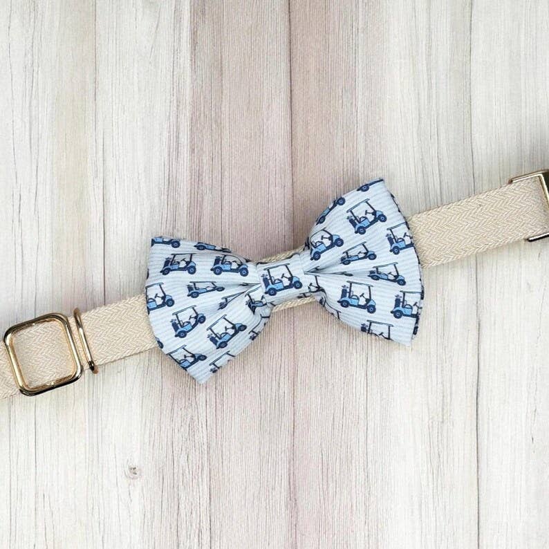 Golf Cart Dog Bow Tie, Golf Dog Collar Bow, Golfer Gift, Handmade