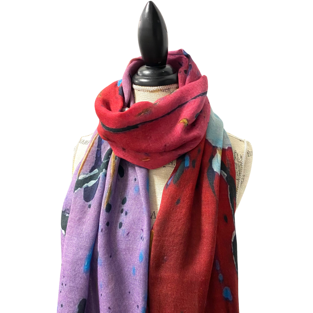 Poppy Red Wool Silk Blend Scarf