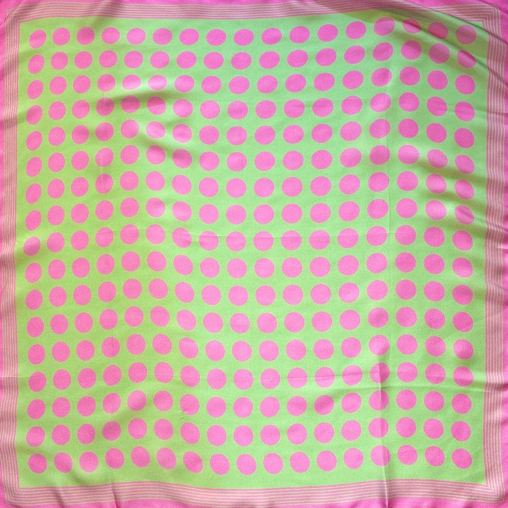 Polka Dot Printed Square Silky Satin Bandana Scarf