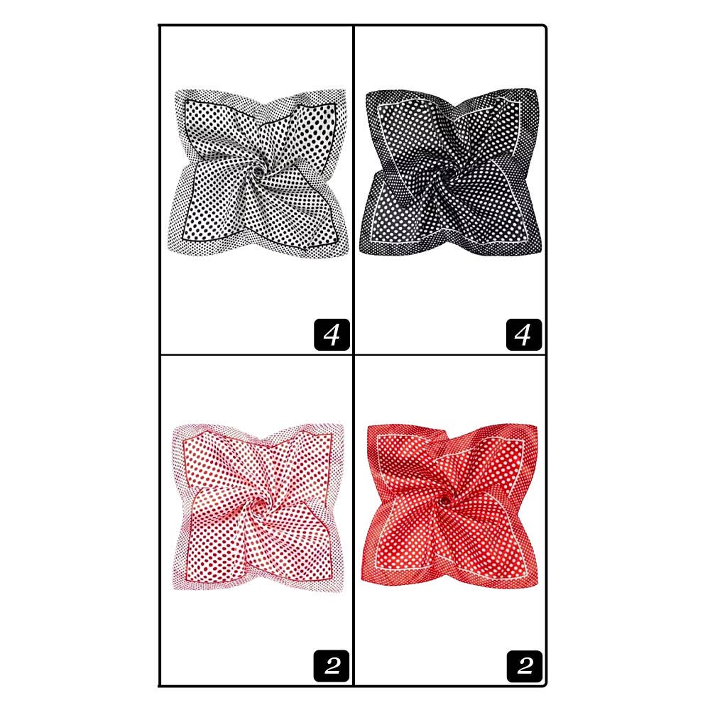 Silky Feel Polka Dot Pattern Print Square Scarves