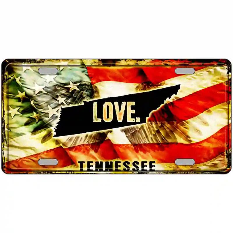 Tennessee Love Metal Novelty License Plate