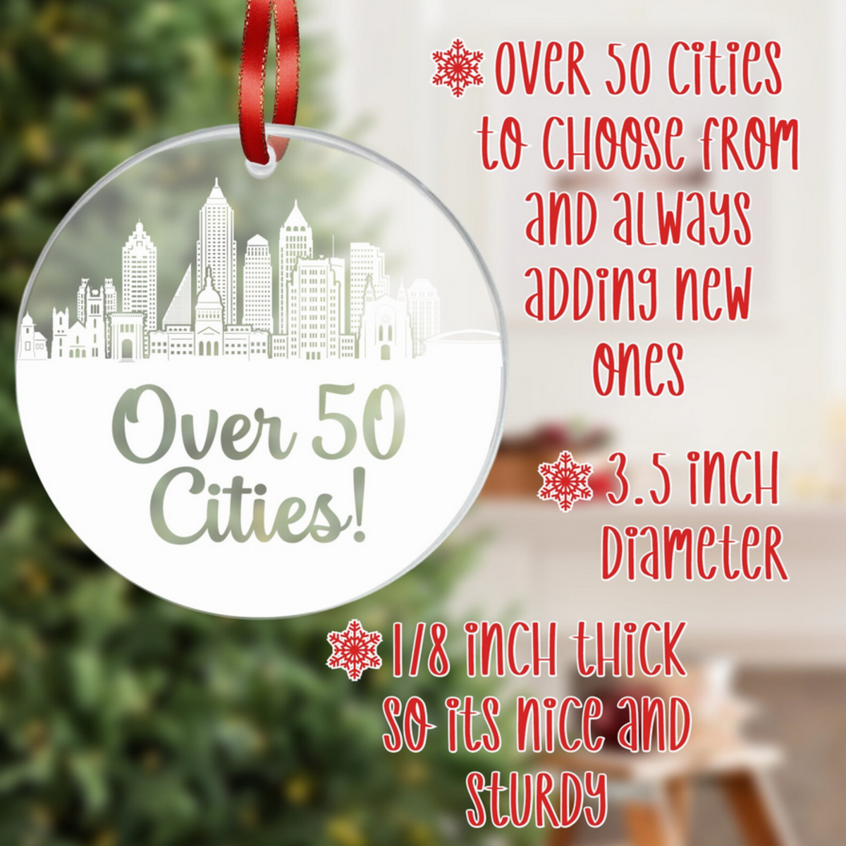 Memphis TN - Skyline - Acrylic Christmas Ornament