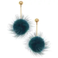 Dylan Faux Mink Pompon Drop Earrings