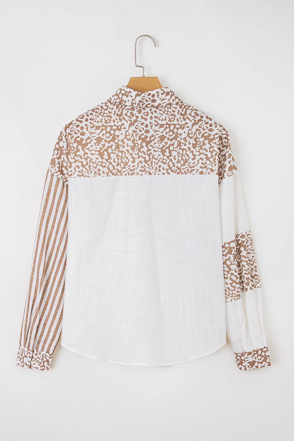 Leopard Striped Western Patchwork Button-up Shirt (S-4X)