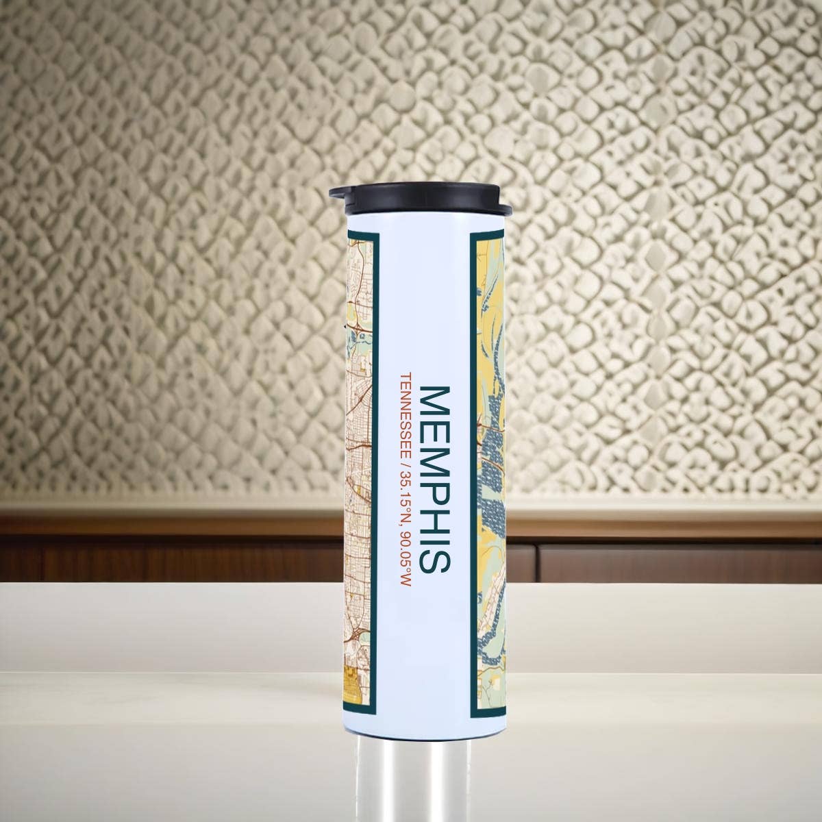 Memphis TN Map Tumbler in Woodblock