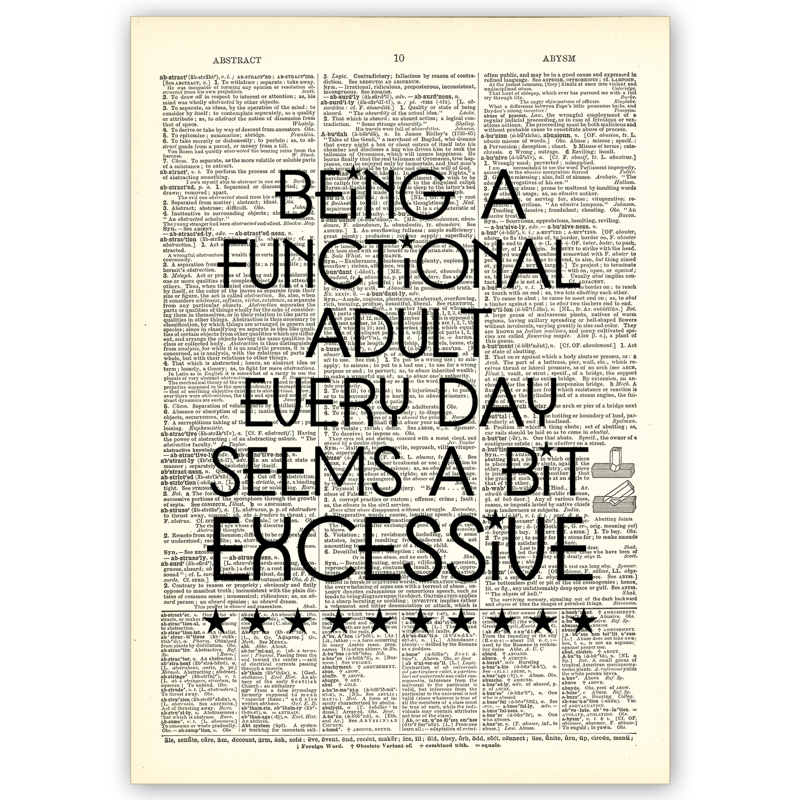 Art Print Dictionary Page | Being A Functional Adult