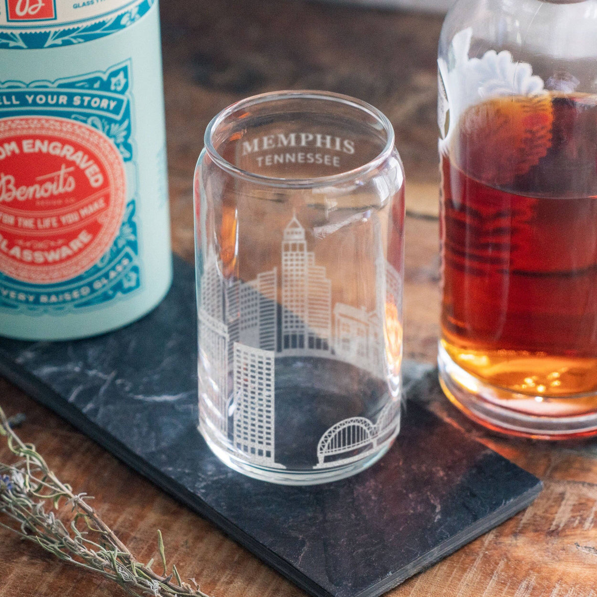 Memphis, Tennessee City Skyline Engraved Glasses: