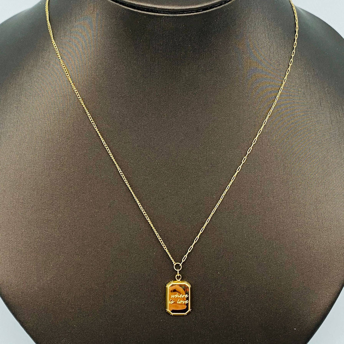 'where Is Love' Chocolate Design 18K Gold Plated Necklace