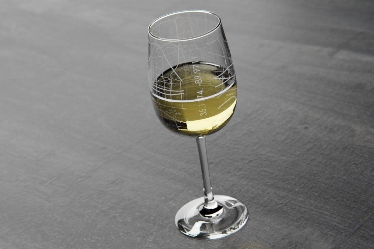Memphis TN Map Stemmed Wine Glass