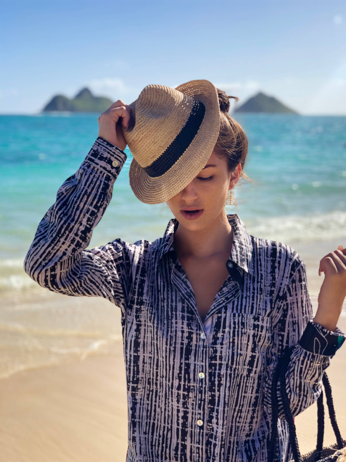 Crochet Fedora - Unisex Straw Hat: Grey or Black