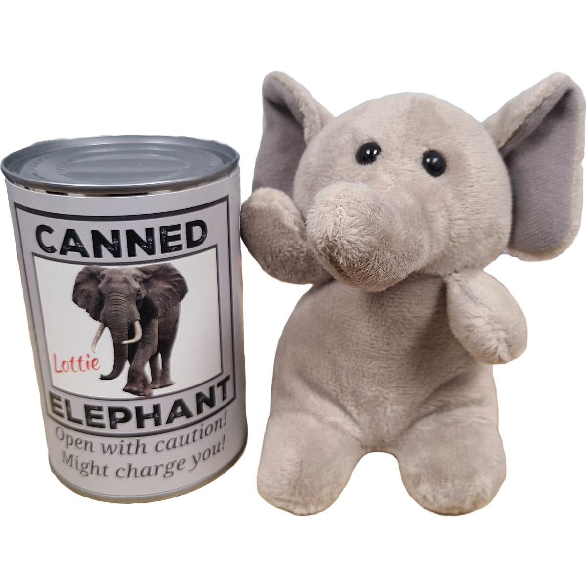 Lottie the Canned Elephant - Stuffed Animal Plush w/Jokes: Pop Top Lid