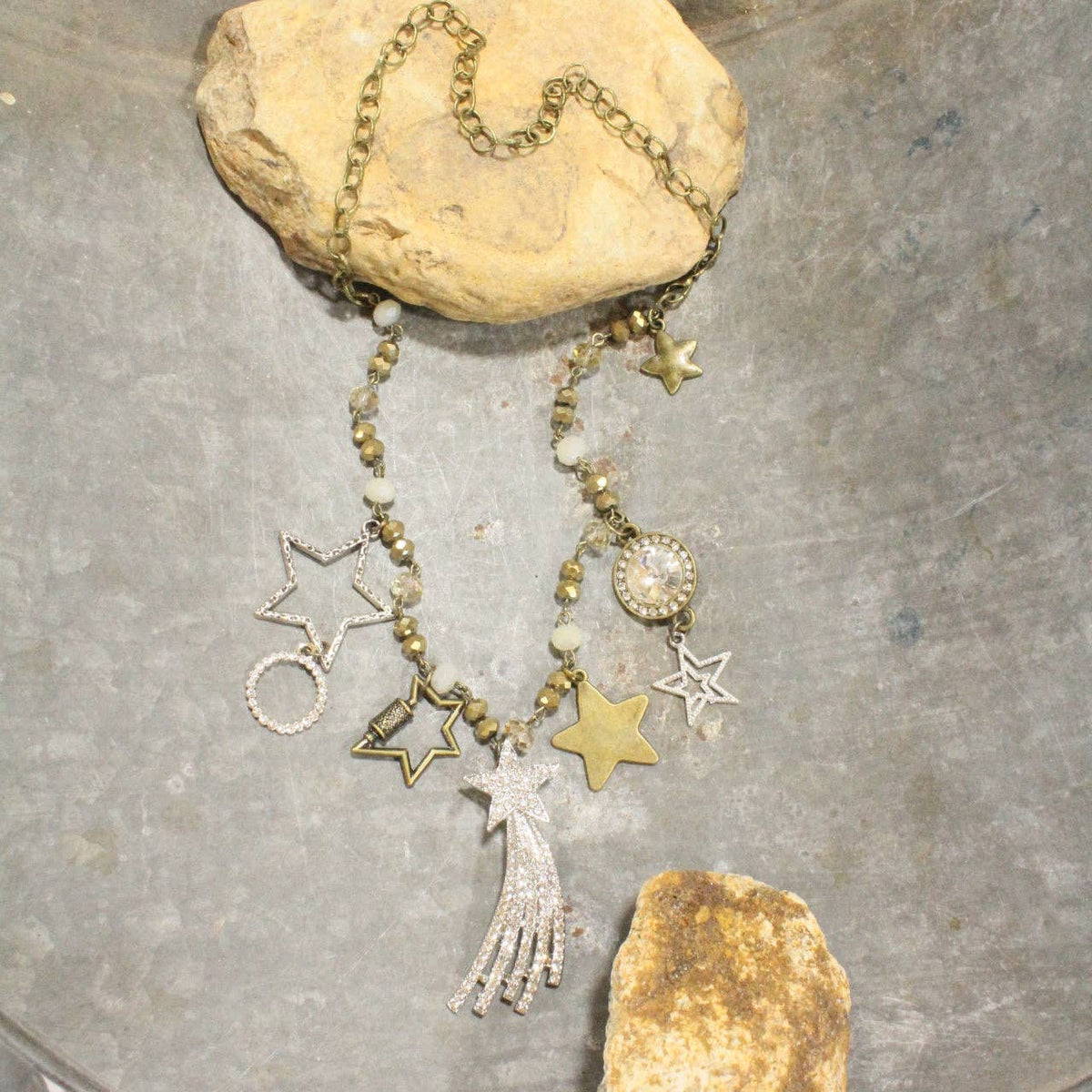 Falling Stars Charm&#39;d Necklace