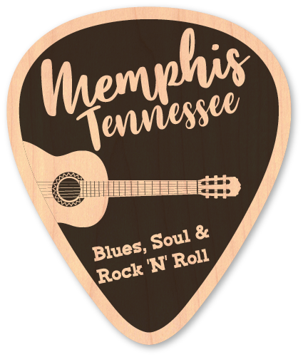Wood Sticker - Tennessee Memphis Black Guitar Pick