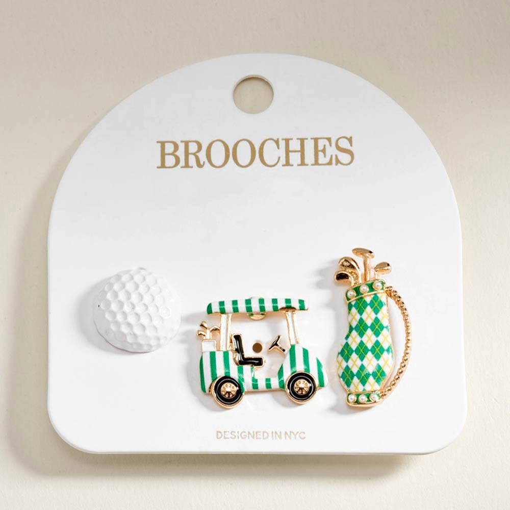 3PCS - Golf Ball Cart Bag Pin Brooch Set