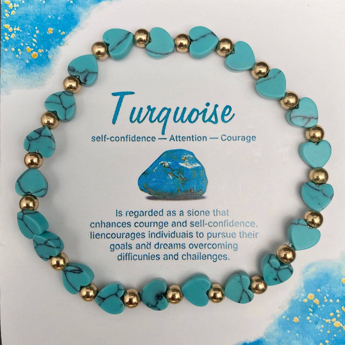 Heart-shaped Stone Beaded Bracelet with Card - CS