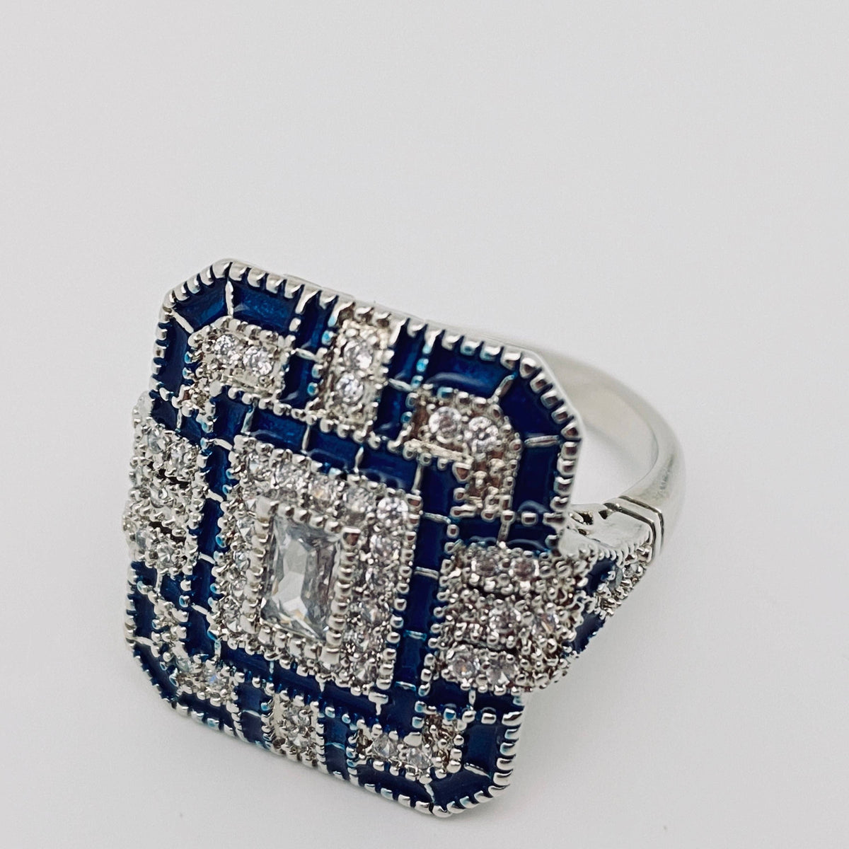 Square Cubic Zirconia Bicolored Ring