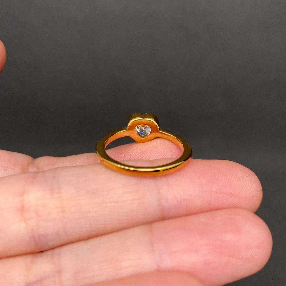 Heart Zircon 18K Gold Plated Stainless Steel Ring - FGS