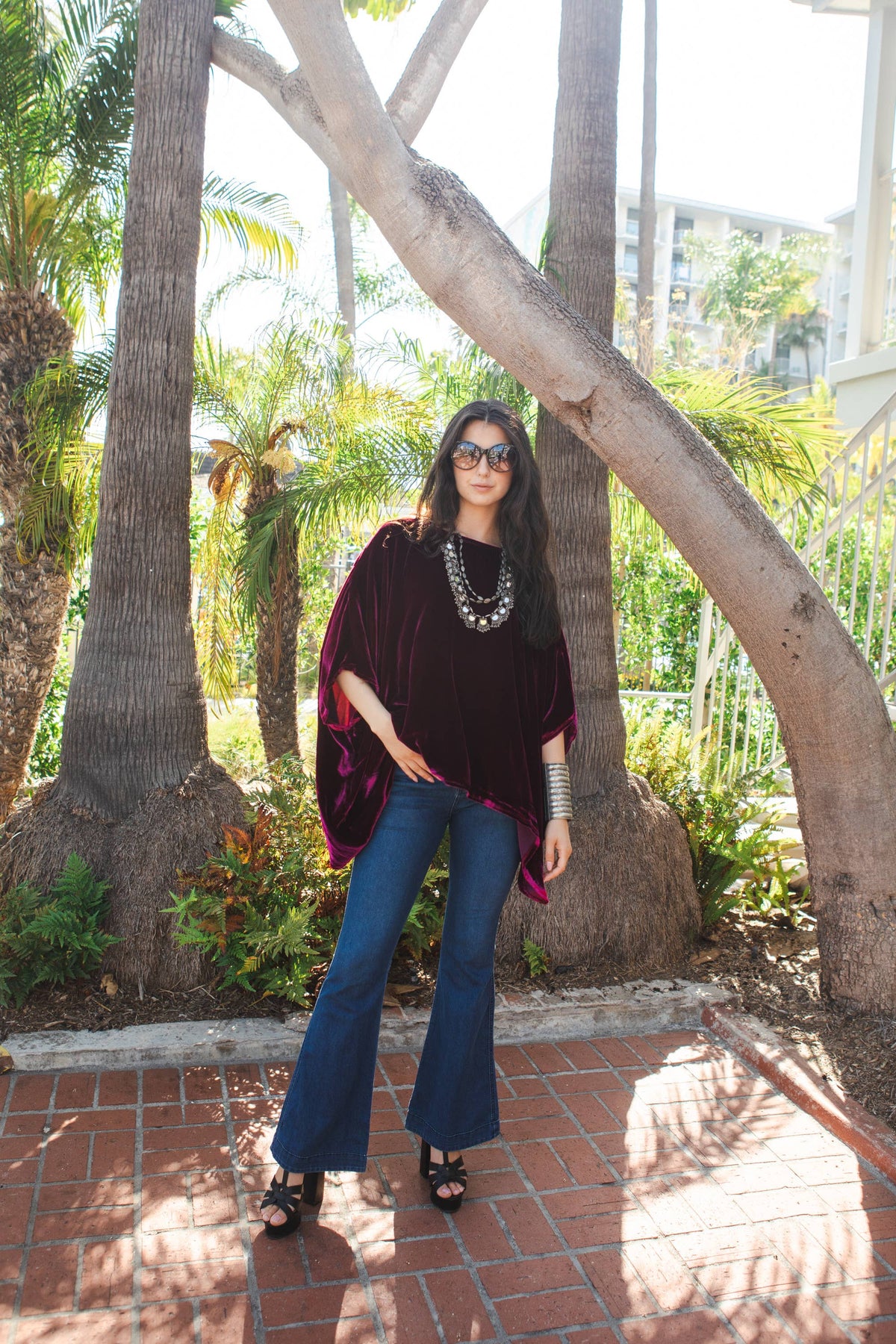 Plumberry Silk Velvet Scarf Top