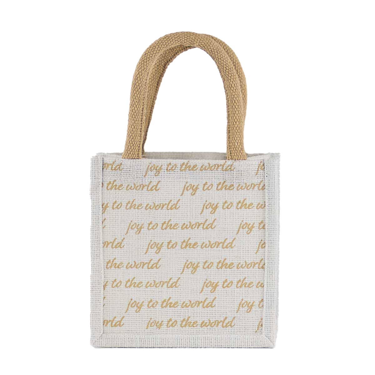 Joy to the World Petite Gift Tote   White/Light Gold