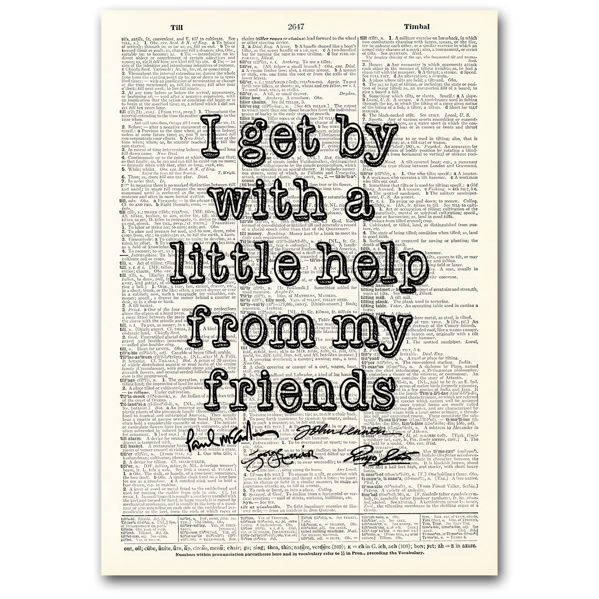 Art | Dictionary Page | Vintage | I get by with my friends