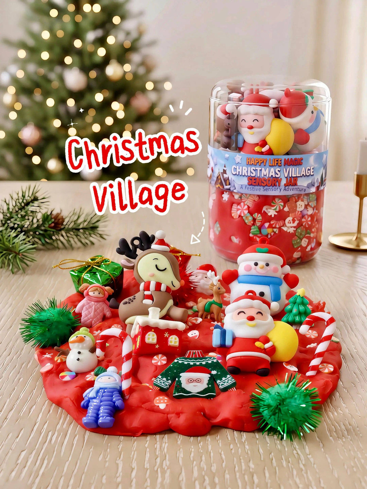 "Christmas Village" DOUBLE Jar