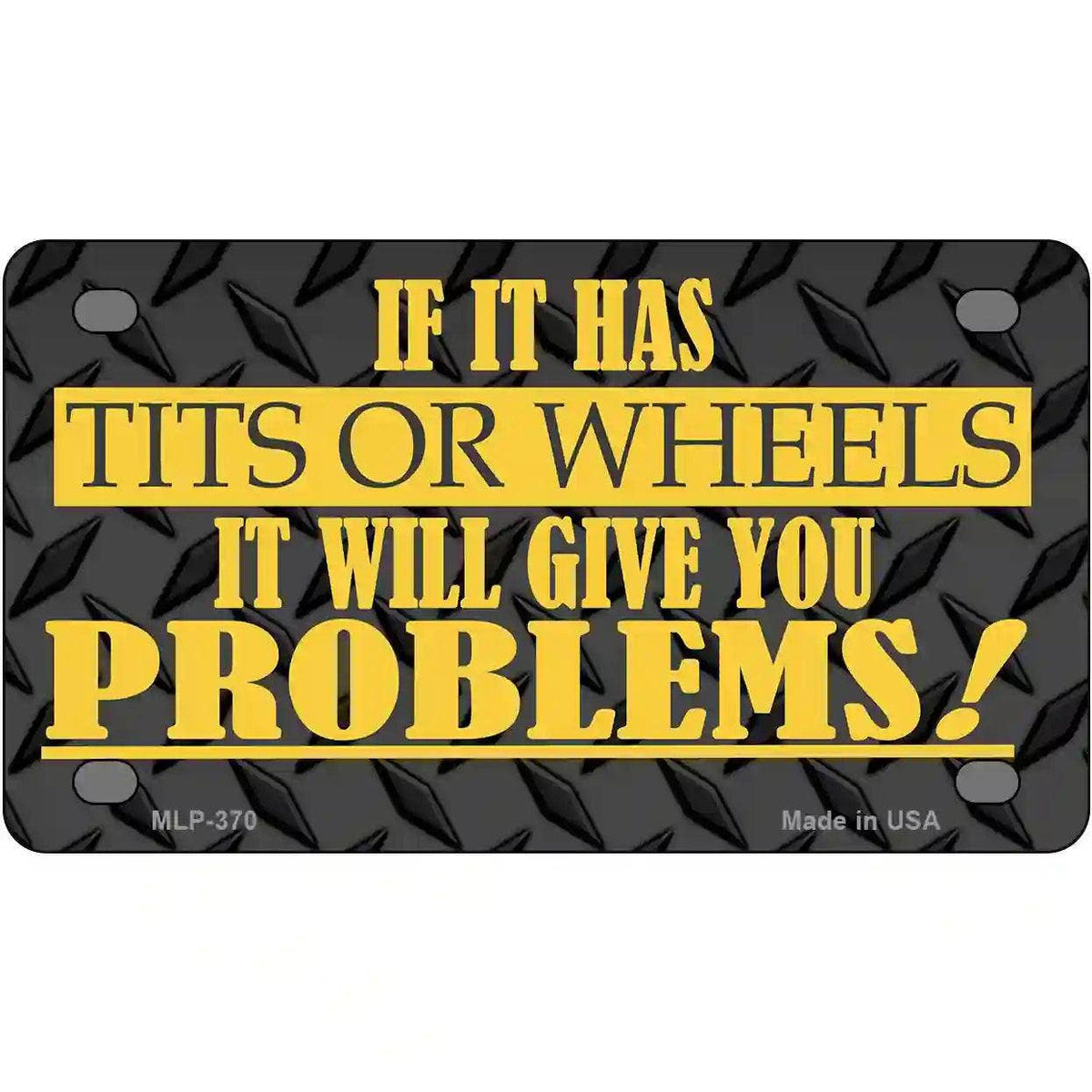 Tits Or Wheels Metal Novelty License Plate