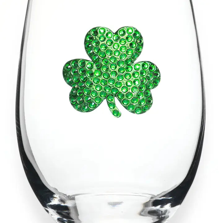 Shamrock - Jeweled Stemless Wine Glass