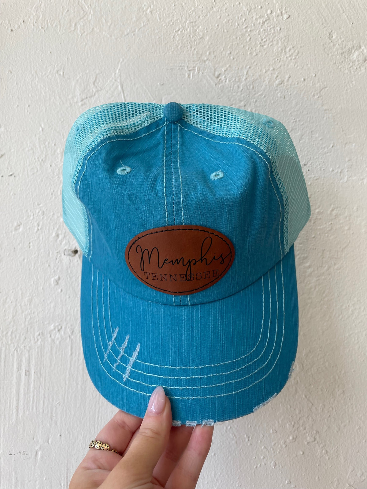 HATS MEMPHIS TENNESSEE Leatherette Patch Engraved Trucker Hat