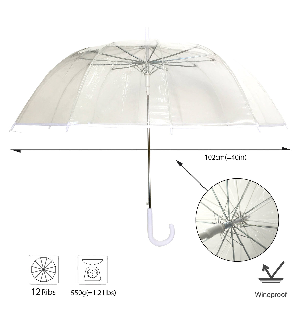 Large Transparent White Border Umbrella - Wedding