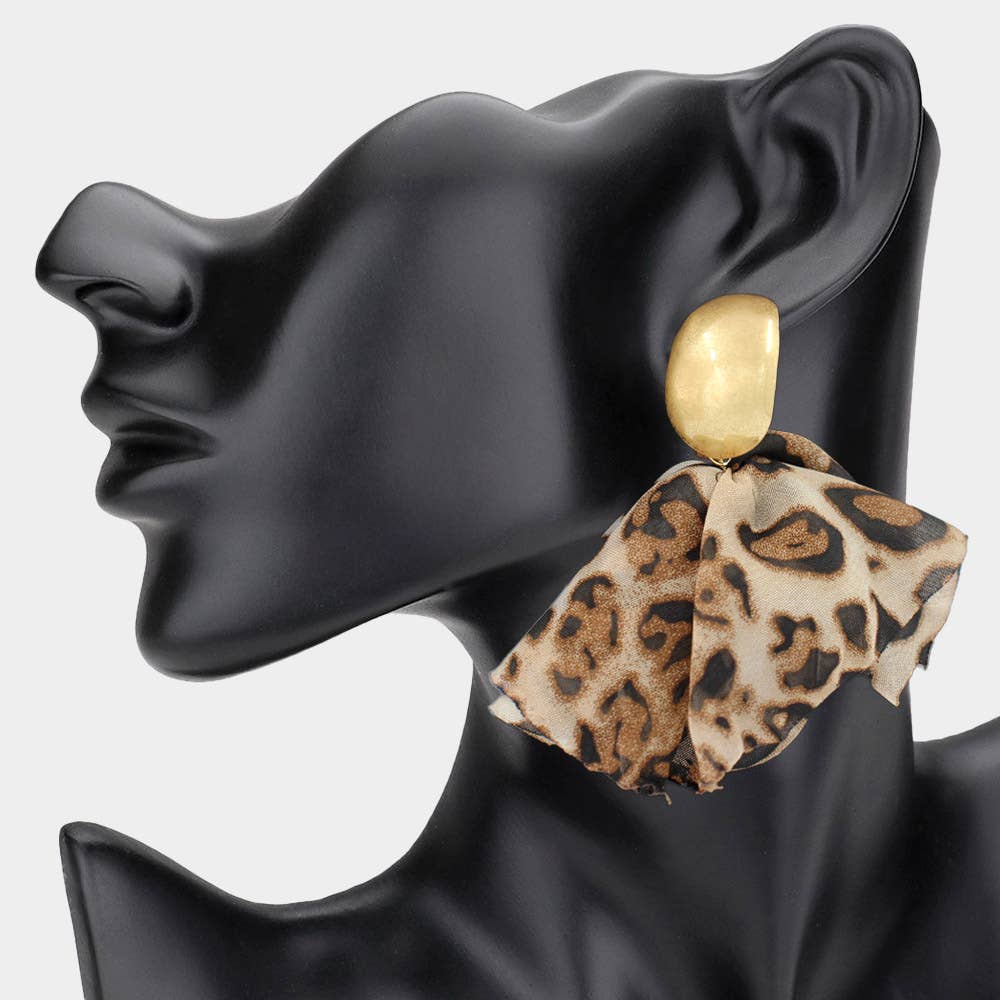 Bold Fabric Floral Petal Drop Statement Earrings